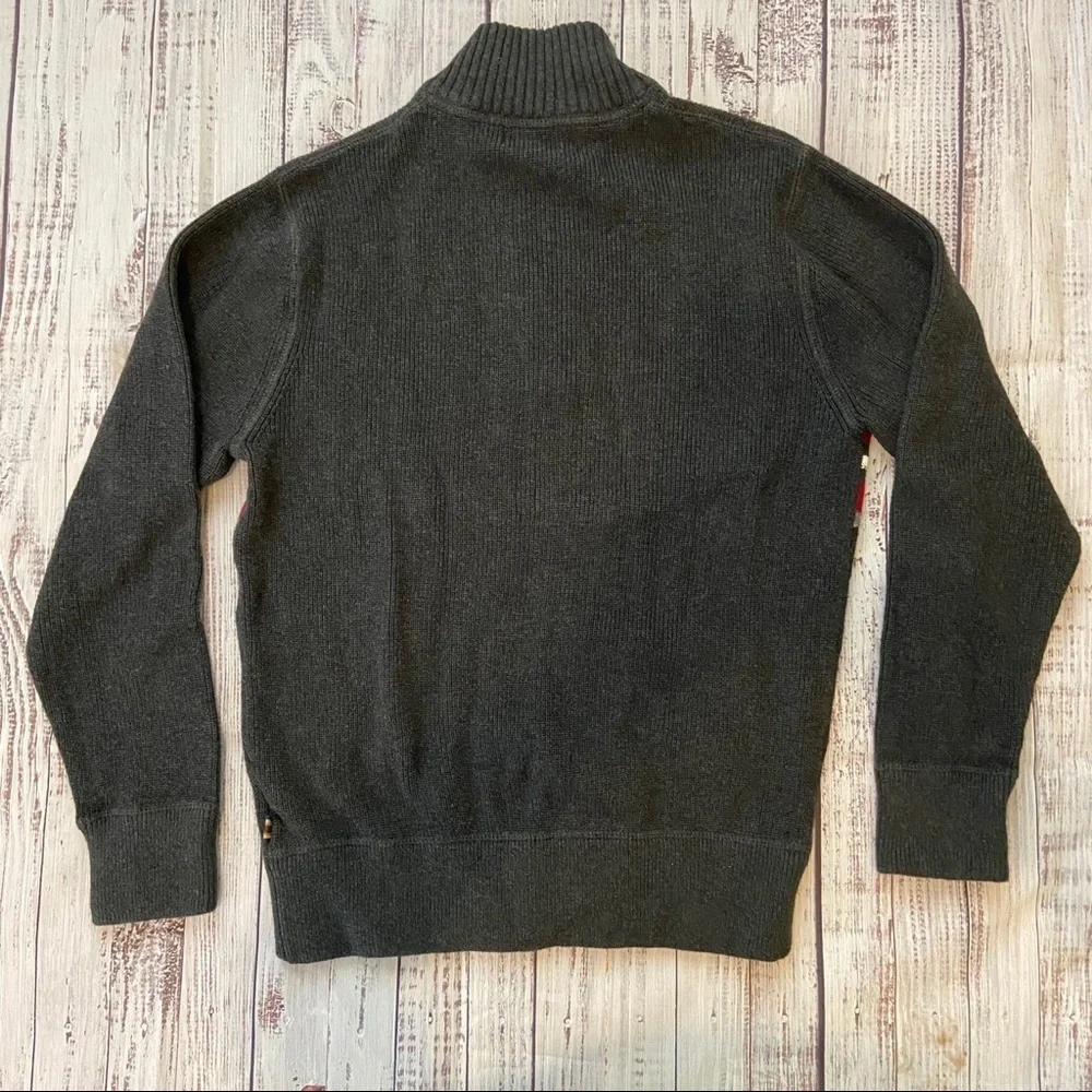 Eddie Bauer Striped Gray Half ZIP Sweater. Size Medium